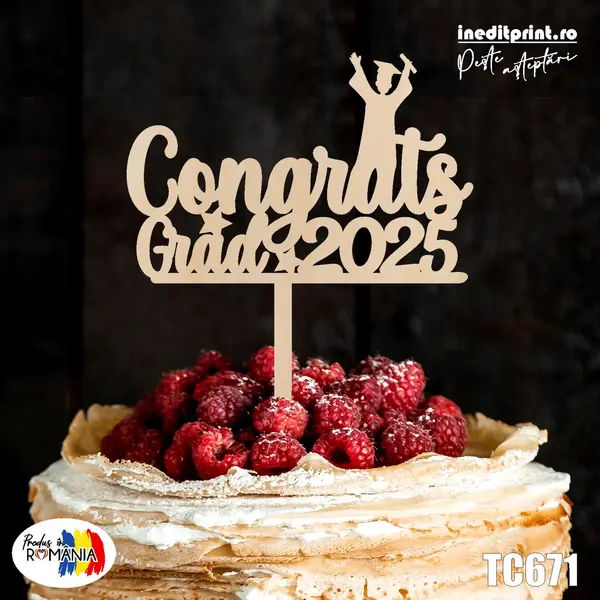 Topper Tort Congrats TC671 Lemn natur, 20x20cm