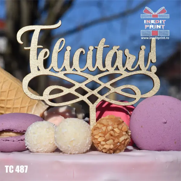 Topper tort Felicitari TC487 Lemn natur, 20x20cm