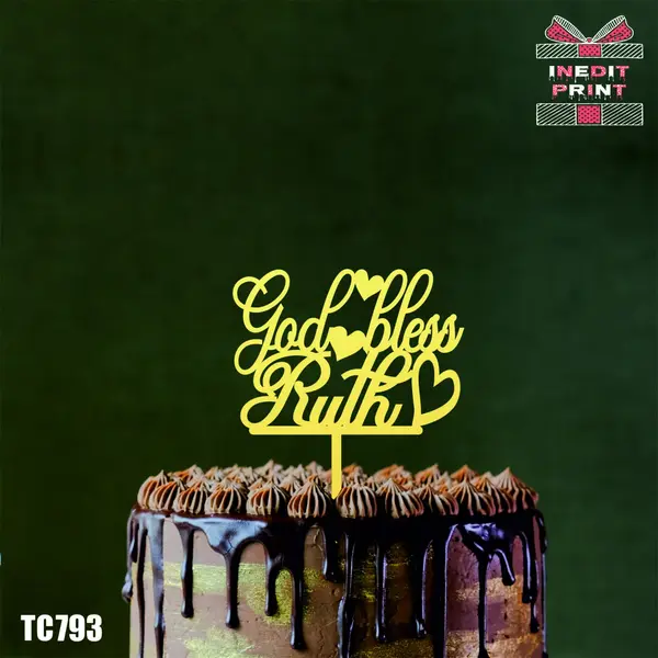 Topper Tort God bless you TC793 Lemn natur, 20x20cm