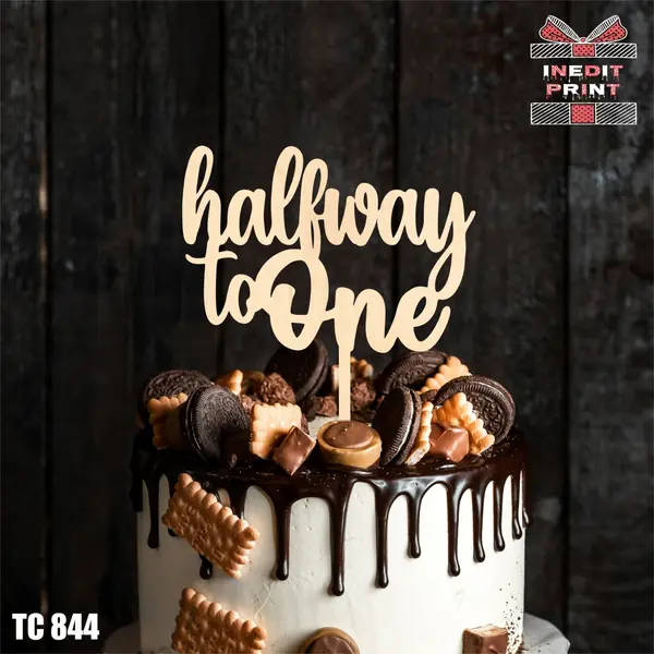 Topper Tort Half way to One TC 844 Lemn natur, 10x10cm