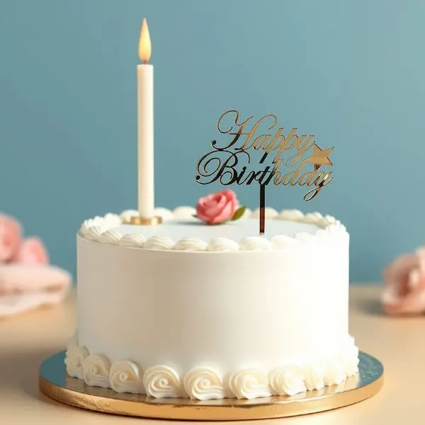 Topper tort Happy Birthday, oglinda acrilica auriu, 12x8 cm