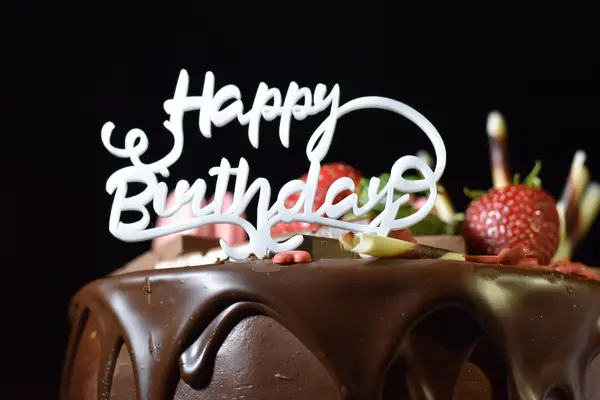 Topper Tort Happy Birthday TC8 Lemn natur, 20x15cm