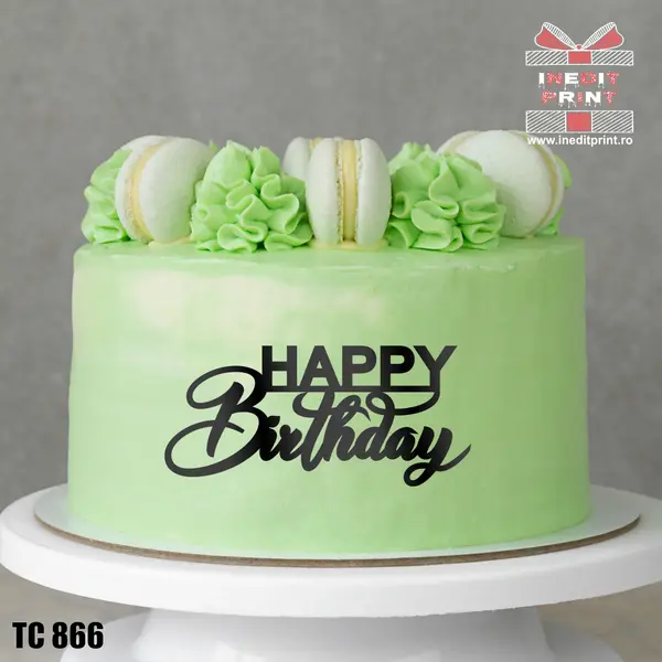 Topper Tort Happy Birthday TC866 Lemn natur, 8 cm