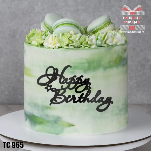 Topper Tort Happy Birthday TC965 Lemn natur, 10 cm