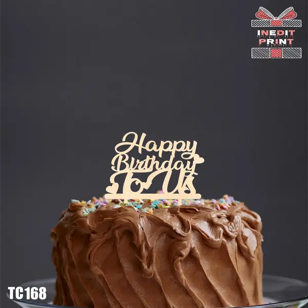 Topper Tort Happy Birthday To Us TC168 Lemn natur, 20x20cm