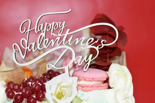 Topper Tort Happy Valentines Day TC10 Lemn natur, 20x16cm