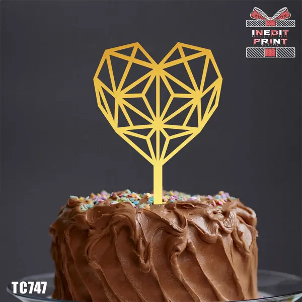 Topper Tort Inima Abstract TC747 Lemn natur, 20x20cm
