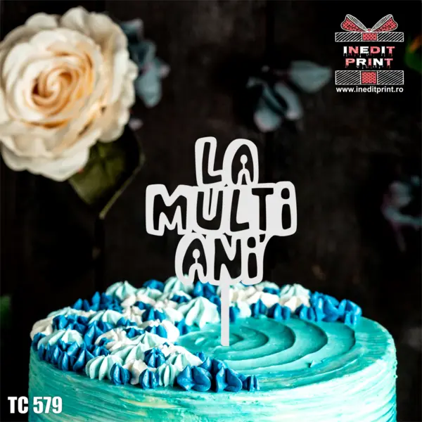 Topper tort La multi ani TC579 Lemn natur, 20x20cm