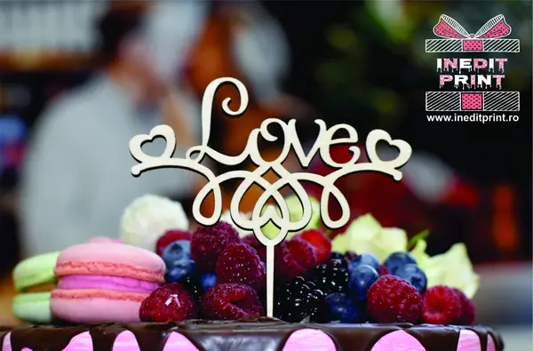 Topper Tort Love TC120 Lemn natur, 10x10cm