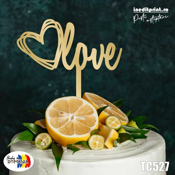 Topper tort LOVE TC527 Lemn natur, 10x10cm
