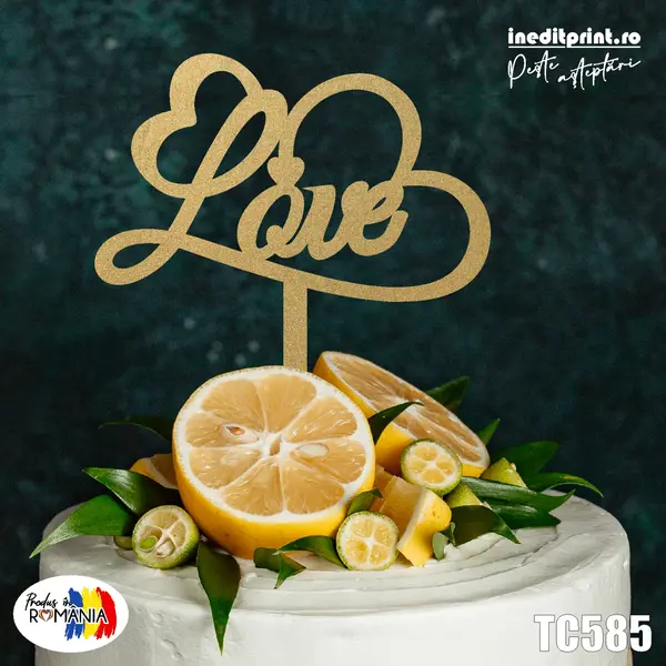 Topper tort LOVE TC585 Lemn natur, 10x10cm