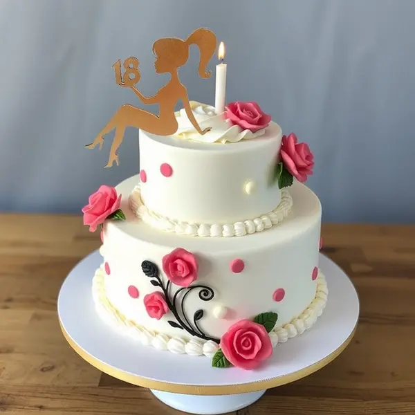 Topper tort majorat 18 Domnisoara, mdf auriu, 11x10 cm