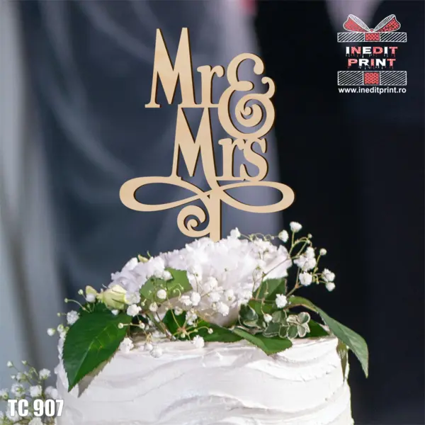 Topper Tort Mr and Mrs TC907 Lemn natur, 13 cm