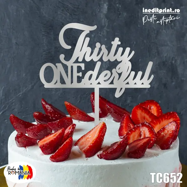 Topper Tort OneDerful TC652 Lemn natur, 20x20cm