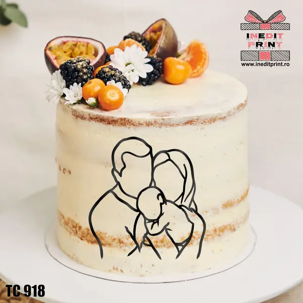 Topper Tort Oneline Familia TC918 Oglinda aurie, 13x13cm