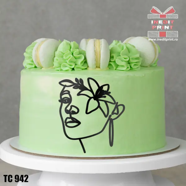 Topper Tort Oneline Flori TC942 Oglindă roz, 13x14 cm