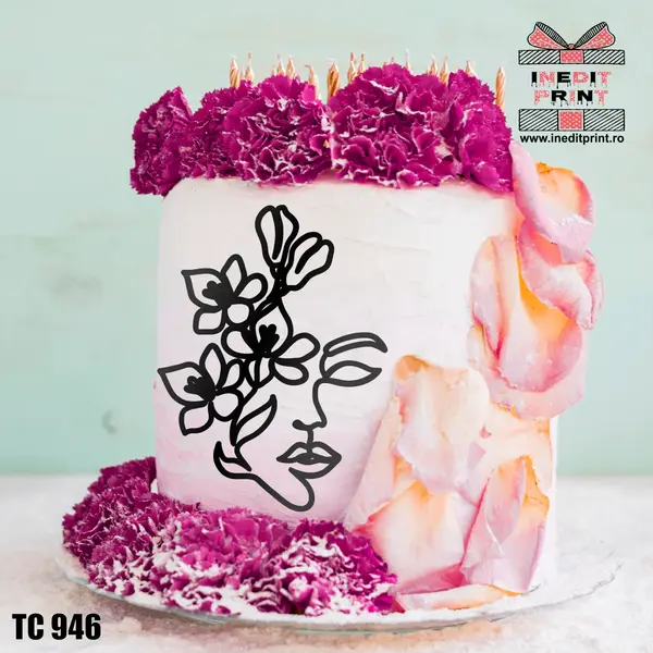 Topper Tort Oneline Flori TC946 Plexiglas negru, 11x15cm