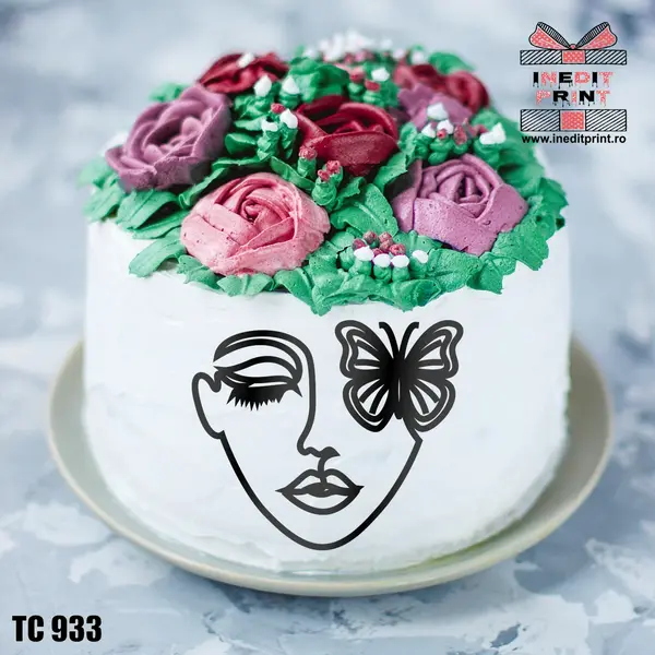 Topper Tort Oneline Fluture TC933 Oglindă aurie, 13X11 cm