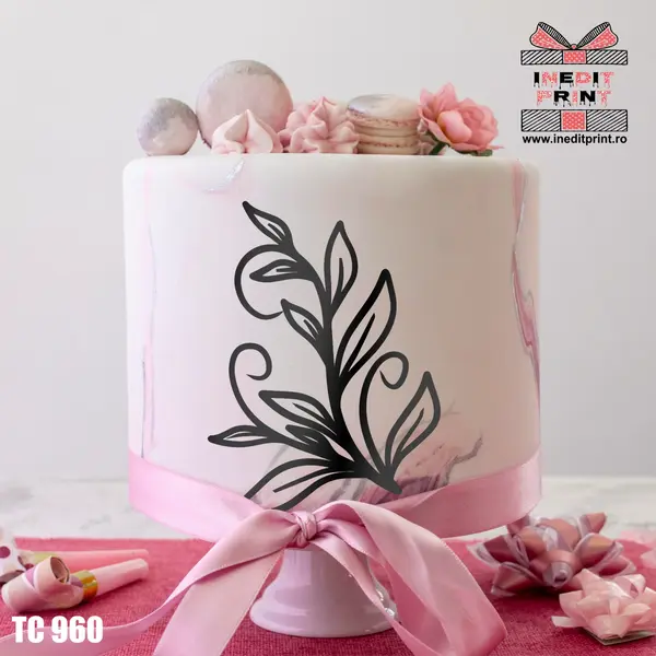 Topper Tort Oneline Frunze TC960 Plexiglas negru, 10x15cm