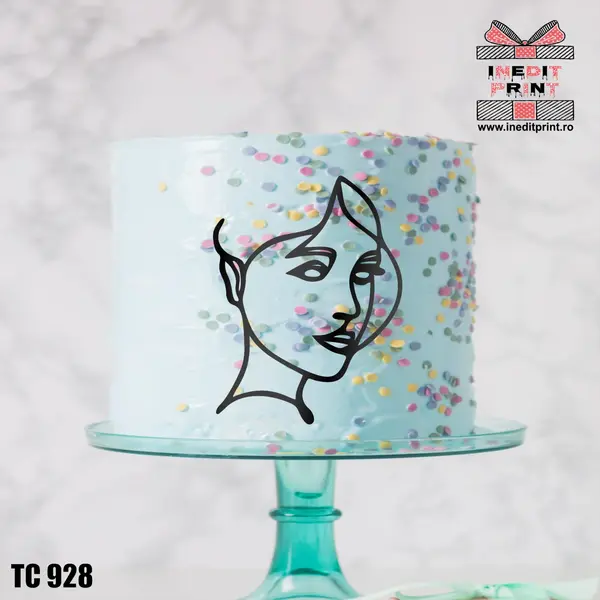 Topper Tort Oneline Girl TC928 Oglindă argintie, 11x15 cm