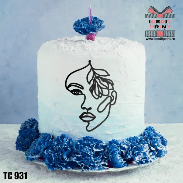 Topper Tort Oneline Girl TC931 Oglindă argintie, 10x15 cm