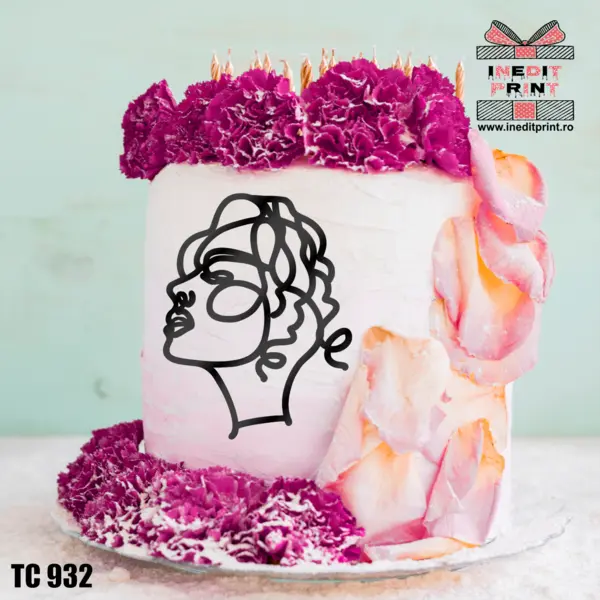 Topper Tort Oneline Girl TC932 Plexiglas negru, 11x15 cm