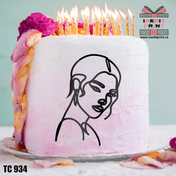 Topper Tort Oneline Girl TC934 Oglindă aurie, 10x15cm