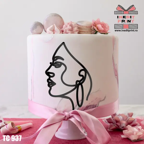 Topper Tort Oneline Girl TC937 Oglindă aurie, 9x15cm
