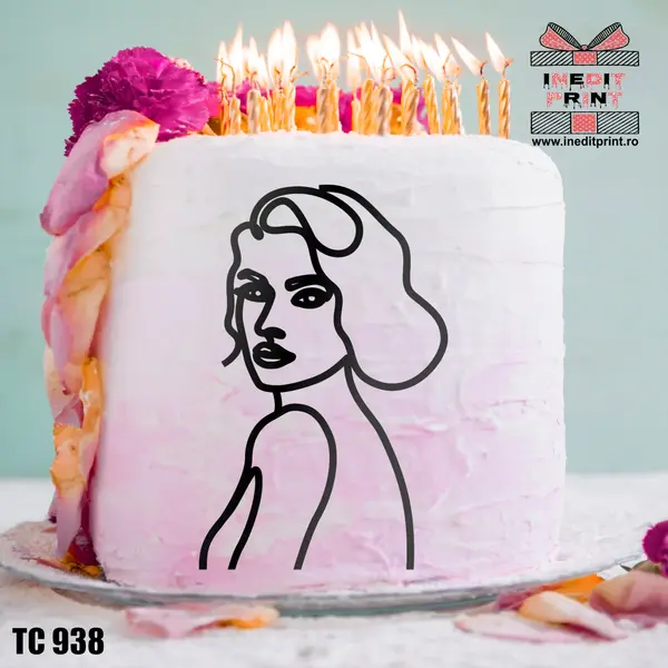 Topper Tort Oneline Girl TC938 Oglindă roz, 9x15cm