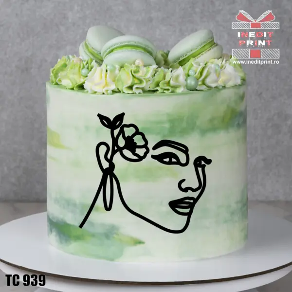 Topper Tort Oneline Girl TC939 Oglindă argintie, 13x11cm