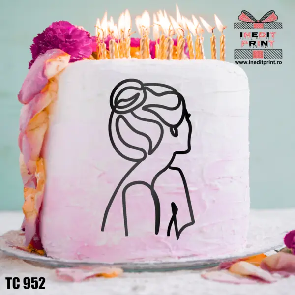 Topper Tort Oneline Girl TC952 Oglindă aurie, 8x15cm
