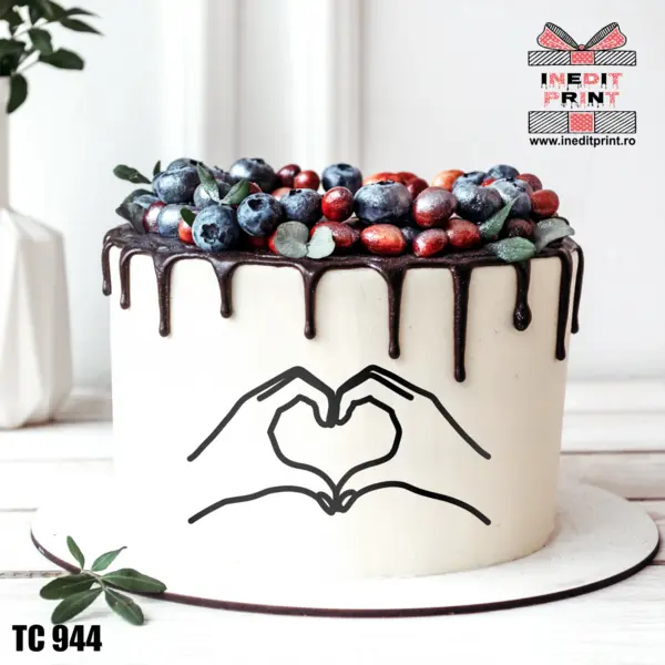 Topper Tort Oneline Hands TC944 Oglindă roz, 13x6cm