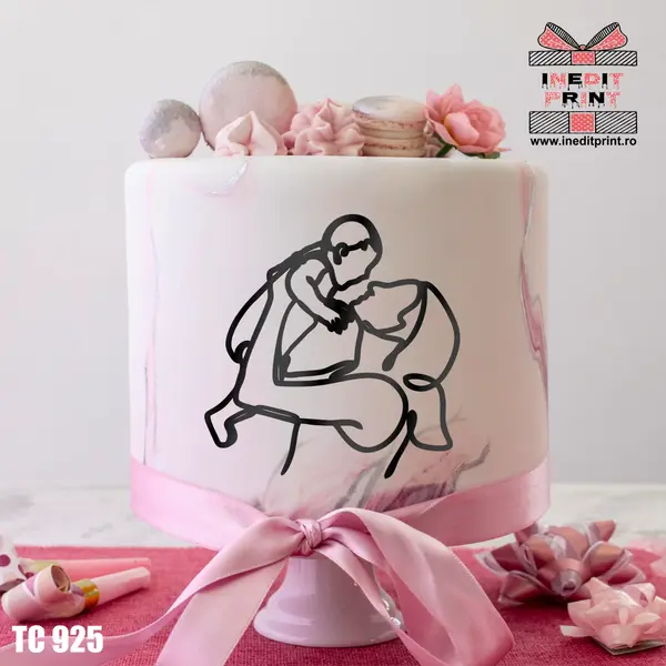 Topper Tort Oneline Mamica TC925 Oglindă roz, 13x13 cm