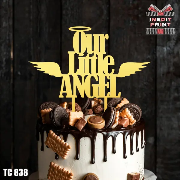 Topper Tort Our Little Angel TC 838 Lemn natur, 10x10cm