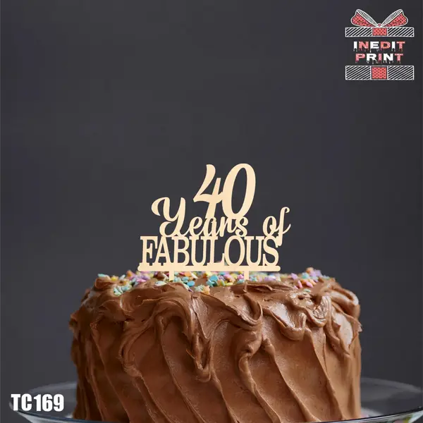Topper Tort Personalizat Fabulous TC169 Lemn natur, 20x20
