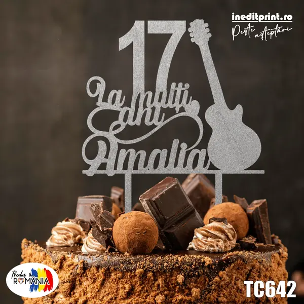 Topper tort personalizat La multi ani TC642 Lemn natur, 13x13cm