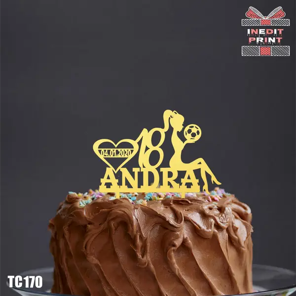 Topper Tort Personalizat MAJORAT TC170 Lemn natur, 16x16cm