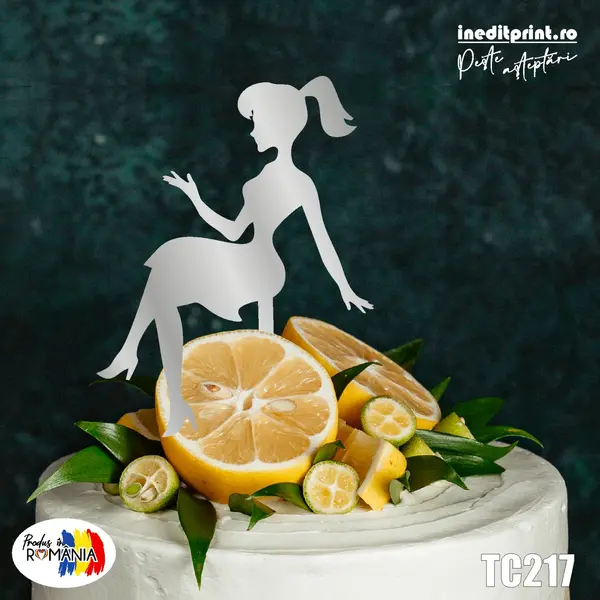 Topper Tort Personalizat Silueta TC217 Lemn natur, 10x10cm