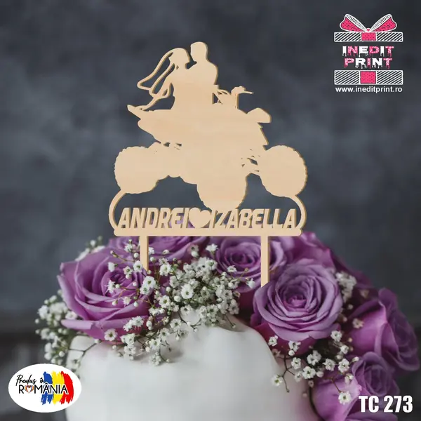 Topper Tort Personalizat TC273 Lemn natur, 20x20