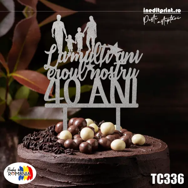 Topper Tort Personalizat TC336 Lemn natur, 16x16cm