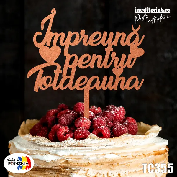 Topper Tort Personalizat TC355 Lemn natur, 16x16cm