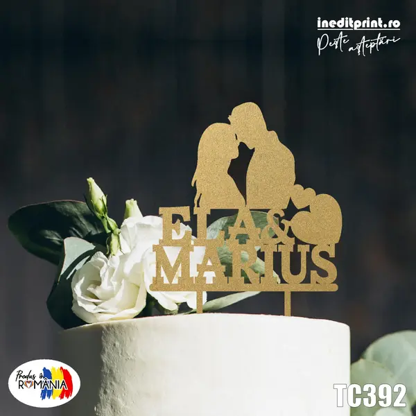 Topper Tort Personalizat TC392 Lemn natur, 16x16cm
