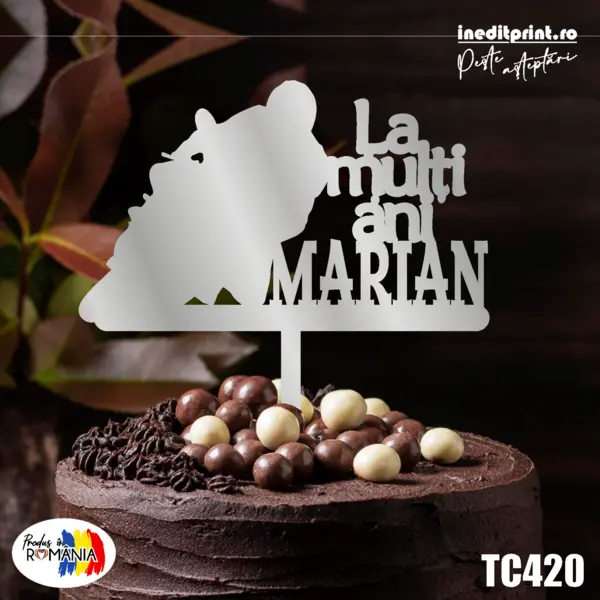 Topper tort Personalizat TC420 Lemn natur, 20x20cm
