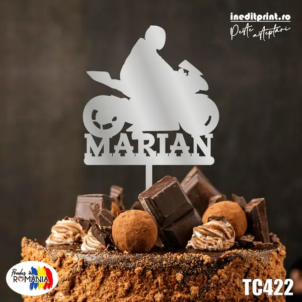 Topper tort Personalizat TC422 Lemn natur, 16x16cm