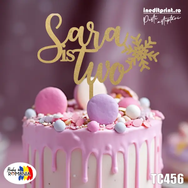 Topper tort Personalizat TC456 Lemn natur, 13x10cm