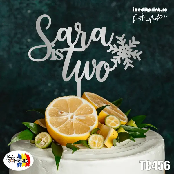 Topper tort Personalizat TC456 Lemn natur, 20x16cm
