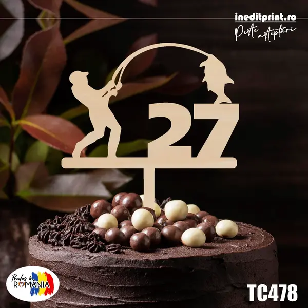 Topper tort Personalizat TC478 Lemn natur, 20x20cm
