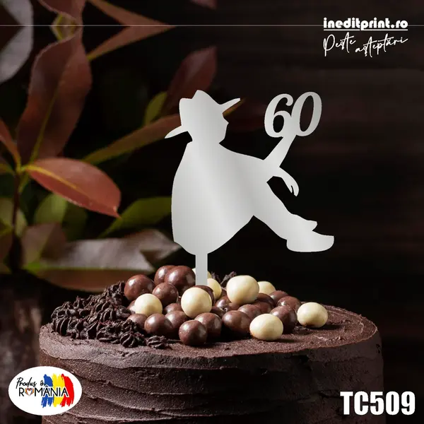Topper tort Personalizat TC509 Lemn natur, 16x16cm