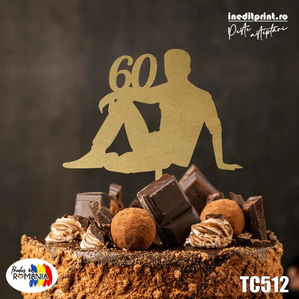 Topper tort Personalizat TC512 Lemn natur, 13x13cm