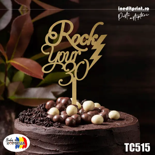 Topper tort Personalizat TC515 Lemn natur, 13x13cm